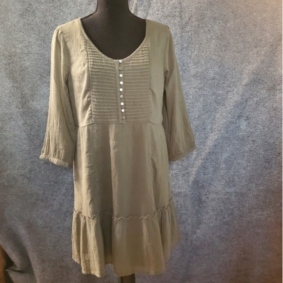 Boho Abercrombie & Fitch Small olive green ruffled dress - Picture 1 of 10